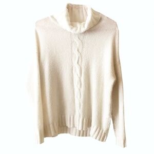 Lord & Taylor Petite White Cowl Neck Sweater